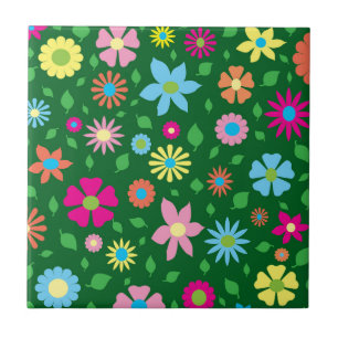 Colorful floral pattern ceramic tile