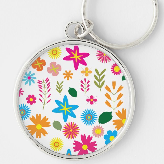 COLORFUL FLORAL PATTERN KEY RING (Front)