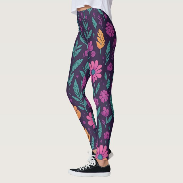 Colorful Floral Pattern Leggings – Vibrant Botanic (Left)