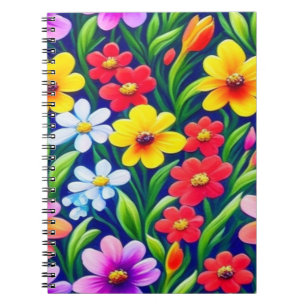 Colorful floral pattern notebook
