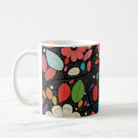 🌼 Colorful Floral Pattern on Black - Bold & Vibra