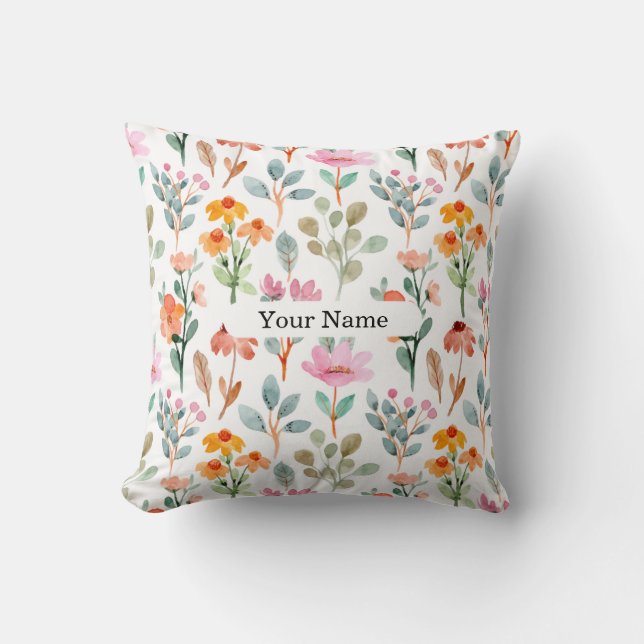 Colorful Floral Pattern Pillow (Front)