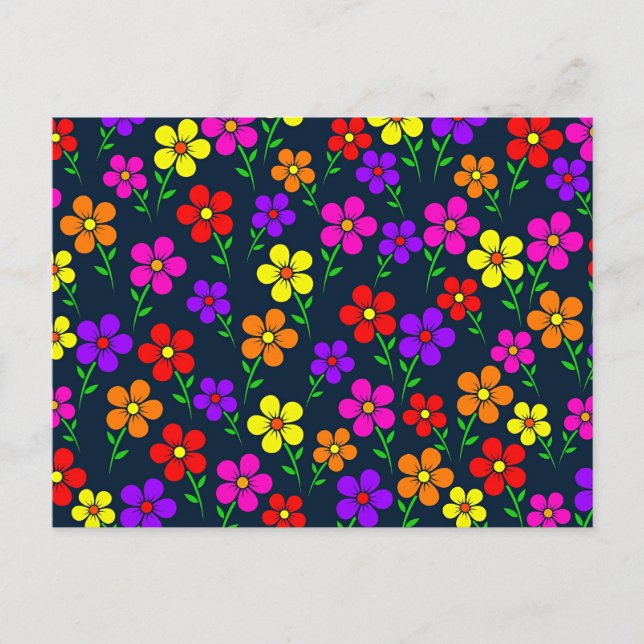 Colorful Floral Pattern Postcard (Front)
