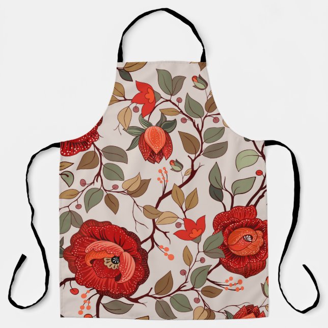 Colorful floral pattern. Wallpaper with big illust Apron (Front)