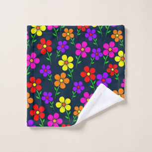 Colorful Floral Pattern Wash Cloth