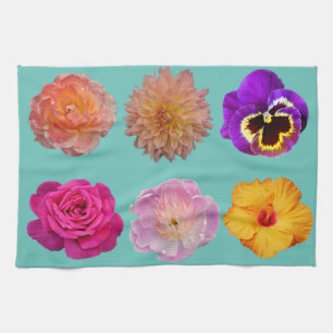 Colorful floral print tea towel