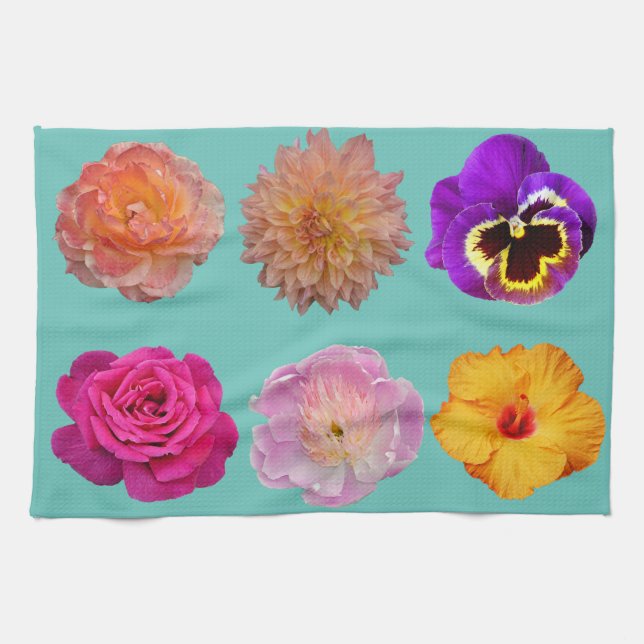 Colorful floral print tea towel (Horizontal)