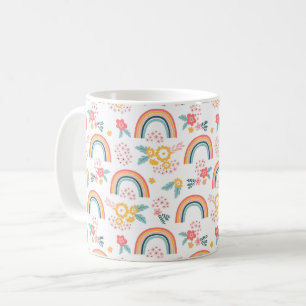 Colorful Floral Rainbow Pattern Coffee Mug