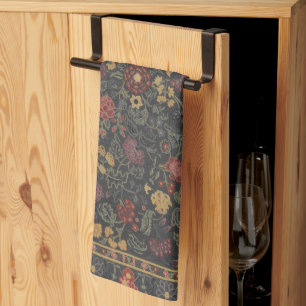Colorful Floral Rug Pattern Tea Towel