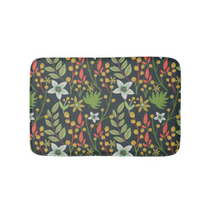 Colorful floral seamless pattern flowers and leave bath mat