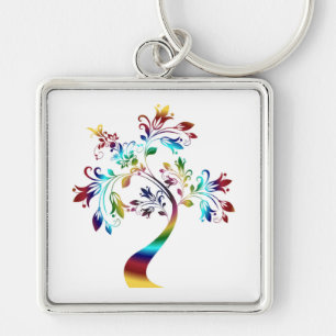 COLORFUL FLORAL TREE KEY RING