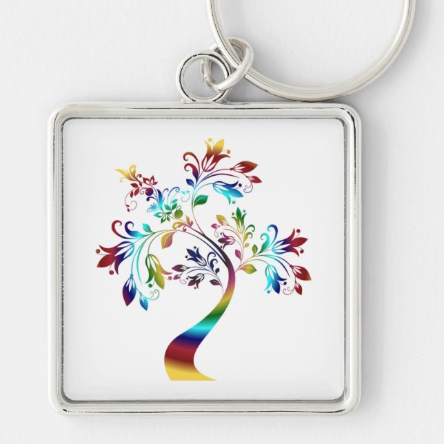 COLORFUL FLORAL TREE KEY RING (Front)