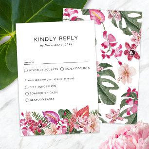 Colorful Floral Tropical RSVP Card
