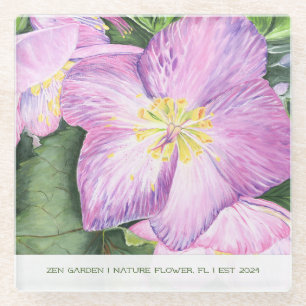 Colorful Floral Vacation Home Glass Coaster