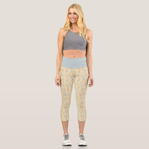 Colorful Floral vintage pattern with butterflies Capri Leggings