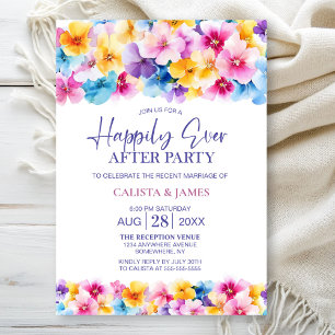 Colorful Floral Wedding After Party Invitation