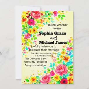 Colorful Floral Wedding Invitation   Watercolor 