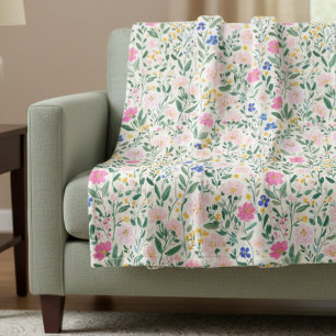 Colorful Floral Wildflower Fleece Blanket