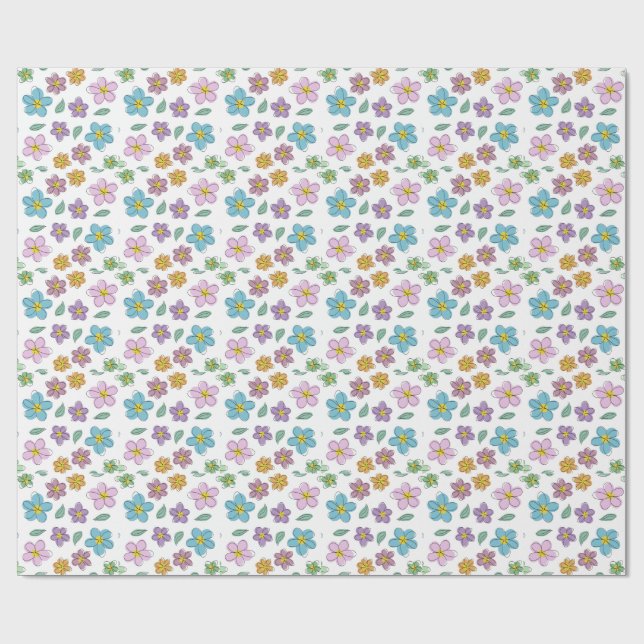 Colorful floral wrapping paper (Flat)