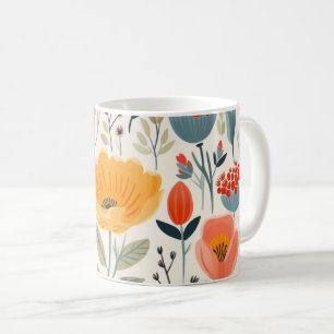 Colorful flower art coffee mug