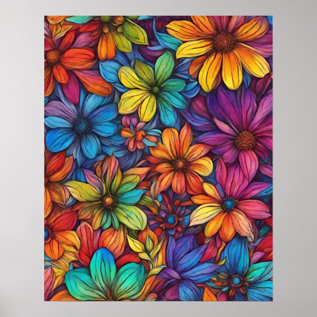 COLORFUL FLOWER ART POSTER (Front)