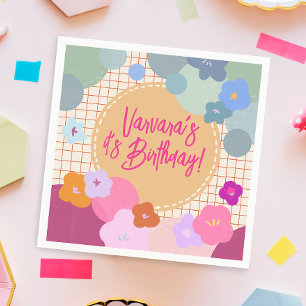 Colorful Flower Birthday Dopamine Paper Napkin