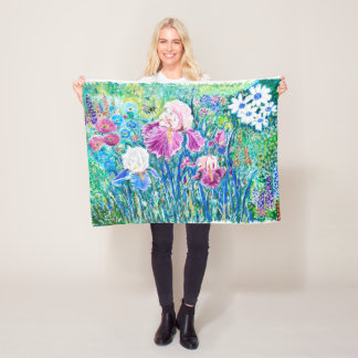Colorful Flower Garden Oil Pastel Art Blanket