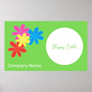 COLORFUL FLOWER GREEN BLUE PINK SEASONAL GREETINGS POSTER