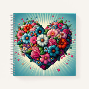 Colorful flower heart! notebook