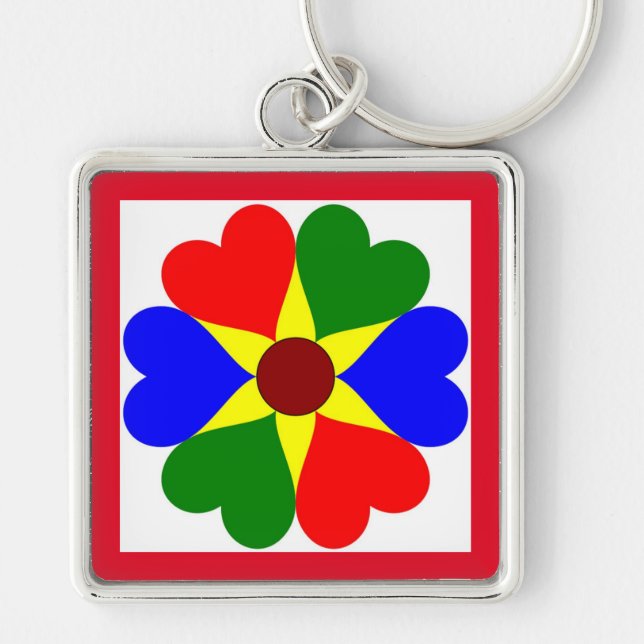 COLORFUL FLOWER HEARTS KEY RING (Front)