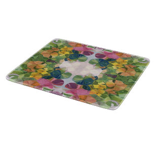 Colorful Flower Petals Watercolor Pattern Painting Cutting Board