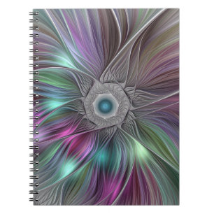 Colorful Flower Power Abstract Modern Fractal Art Notebook
