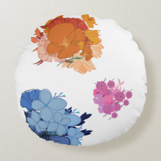 Colorful Flower  Round Cushion