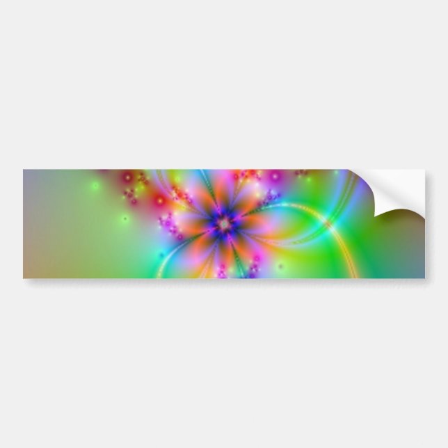 Colorful Flower With Ribbons Bumper Sticker (Front)