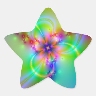 Colorful Flower With Ribbons Star Sticker