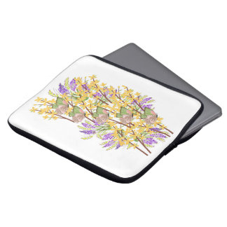 Colorful Flowers and Butterflies Laptop Sleeve