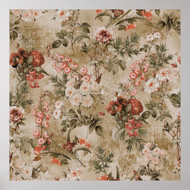 colorful flowers background. watercolor Illustrati Poster (Front)