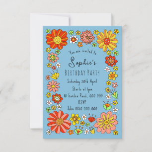 Colorful Flowers Birthday Invitation