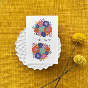 Colorful Flowers Boho Bright Floral Illustration Business Card