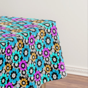 Colorful flowers daisies Blue Turquoise Purple  Tablecloth