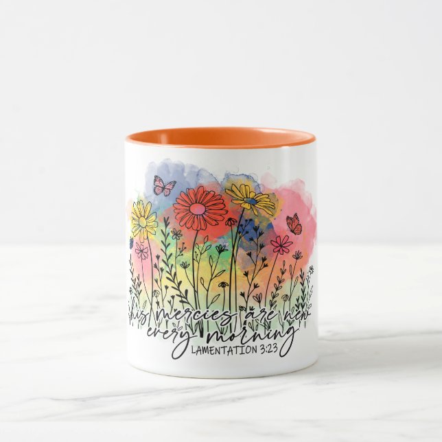 COLORFUL FLOWERS DESIGN BIBLE VERSE MUG (Center)
