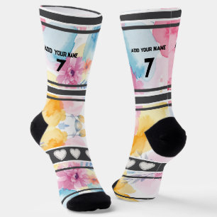 Colorful Flowers - Name Number Socks