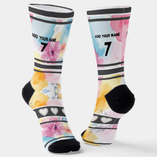 Colorful  Flowers - Name Number Socks