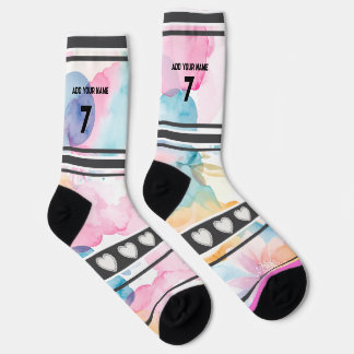 Colorful  Flowers - Name Number Socks