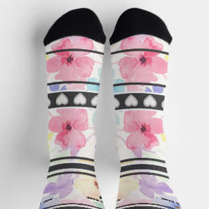 Colorful  Flowers - Name Number Socks
