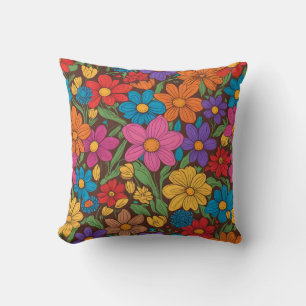 Colorful flowers pattern cushion