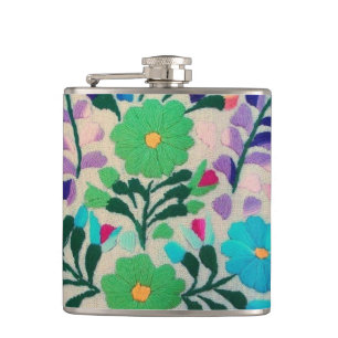 Colorful Flowers Pattern Hip Flask