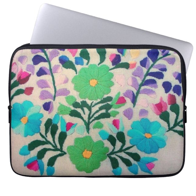 Colorful Flowers Pattern Laptop Sleeve (Front)