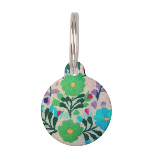 Colorful Flowers Pattern Pet Tag