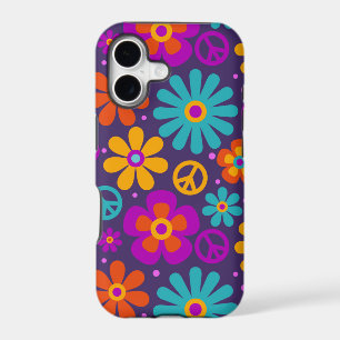 Colorful Flowers Peace Love Groovy Retro Hippie